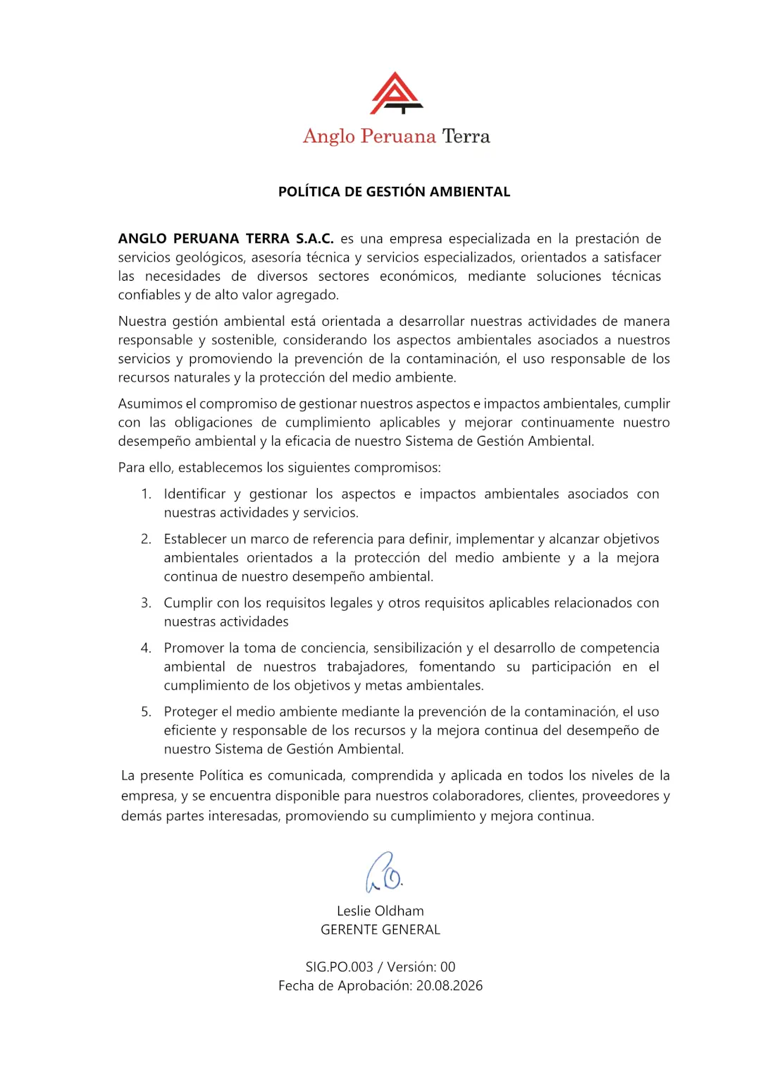Política de gestión ambiental