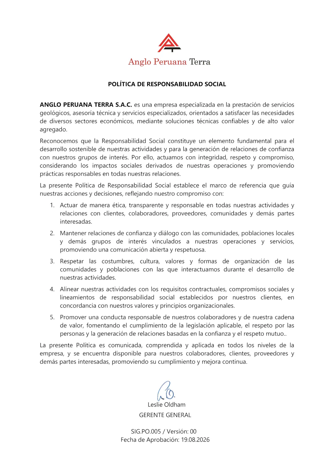 Política de responsabilidad social